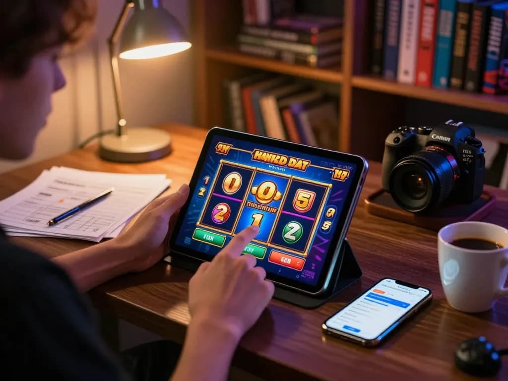 Experience slot terpercaya with immersive online gaming, showcasing strategic gameplay on a tablet.