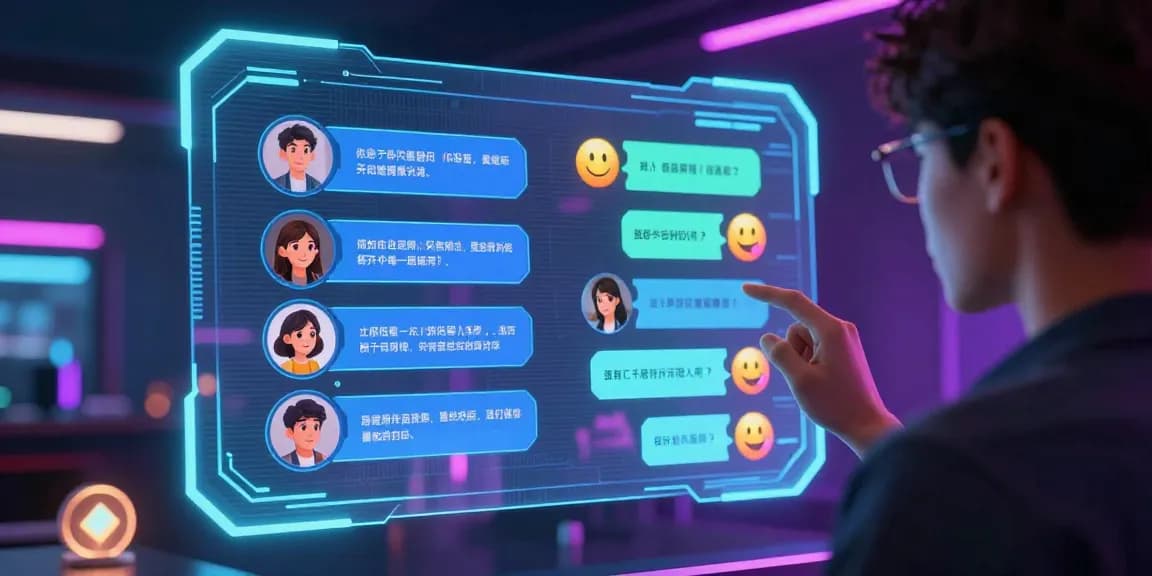 Interactive AI chat experience showcasing vibrant nsfw character interactions and holographic interface.