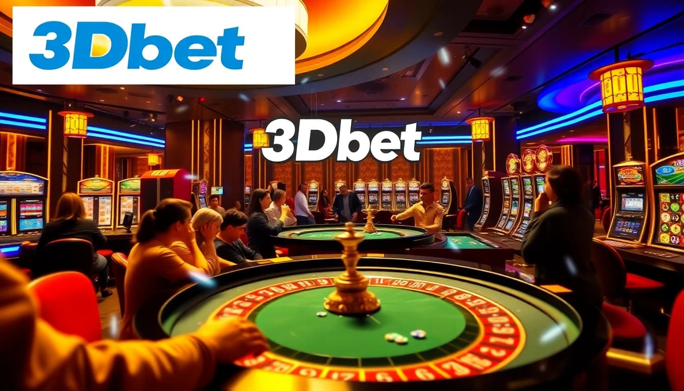 3Dbet players enjoying thrilling casino games at a vibrant gaming table with poker chips.
