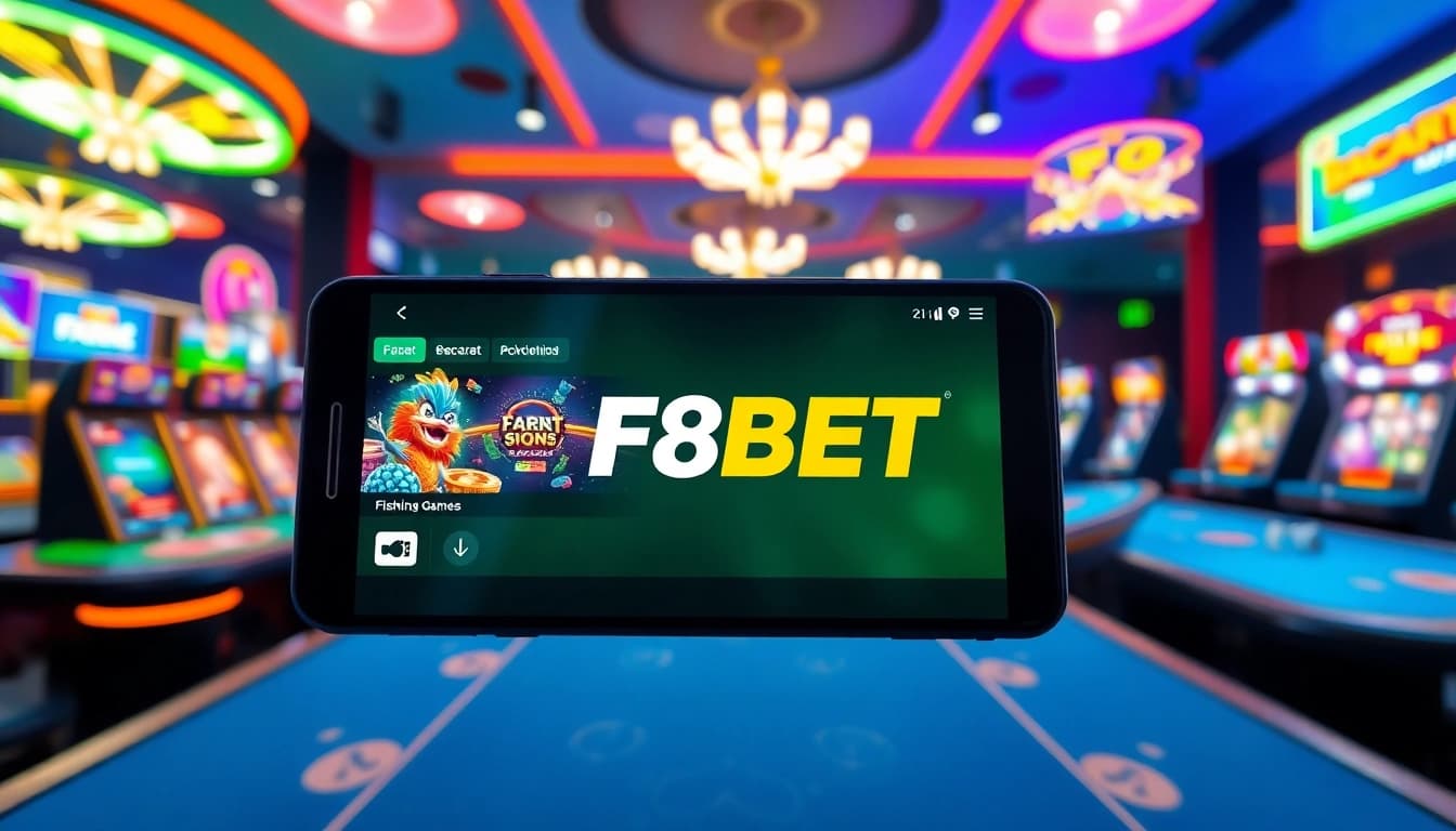 F8BET trang chủ showcasing vibrant online gaming options and mobile app experience.