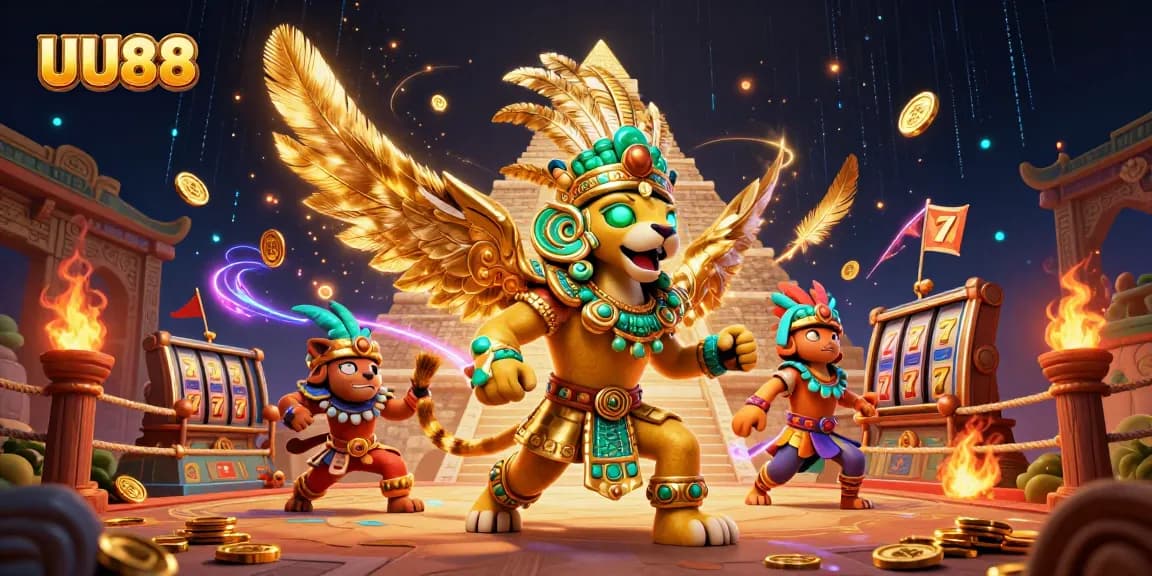 Bet big with UU88's exciting slots and jackpots featured in a vibrant illustration.