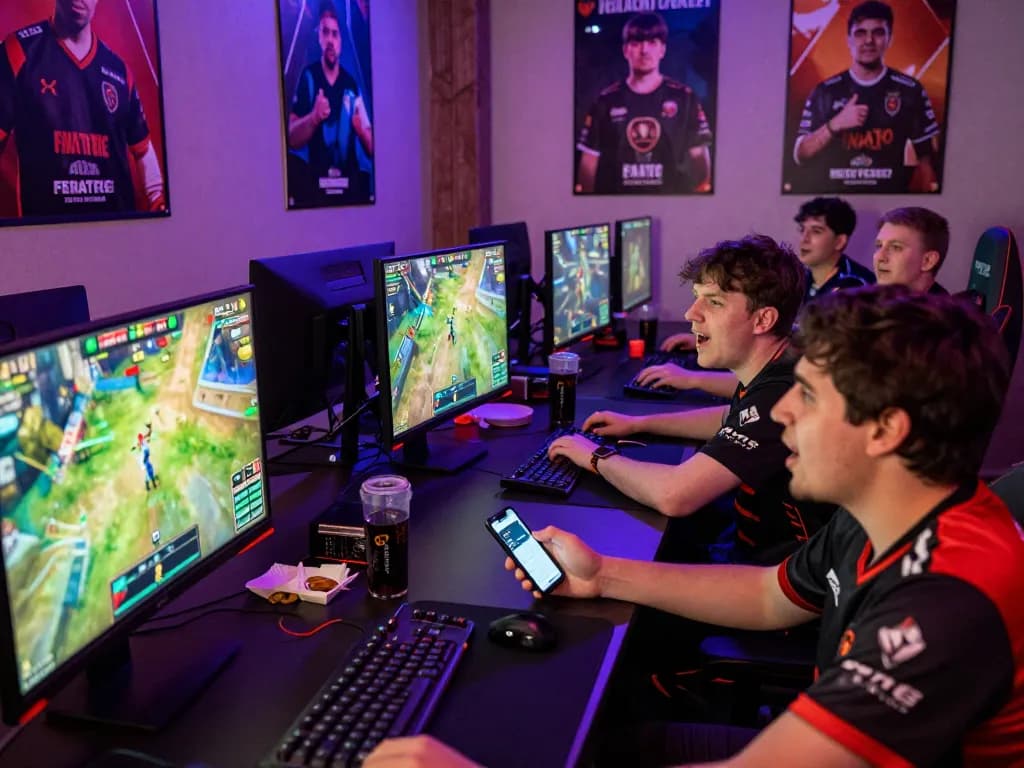 Excited gamers at a vibrant esports betting lounge, reflecting on the thrills of live matches from the Singapore esports betting guide.