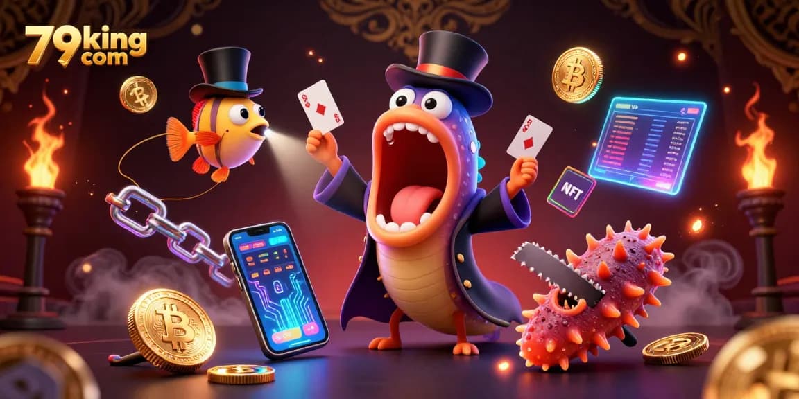 Engaging scene with 79king com showcasing a magical performance amidst crypto themes in a vibrant casino setting.