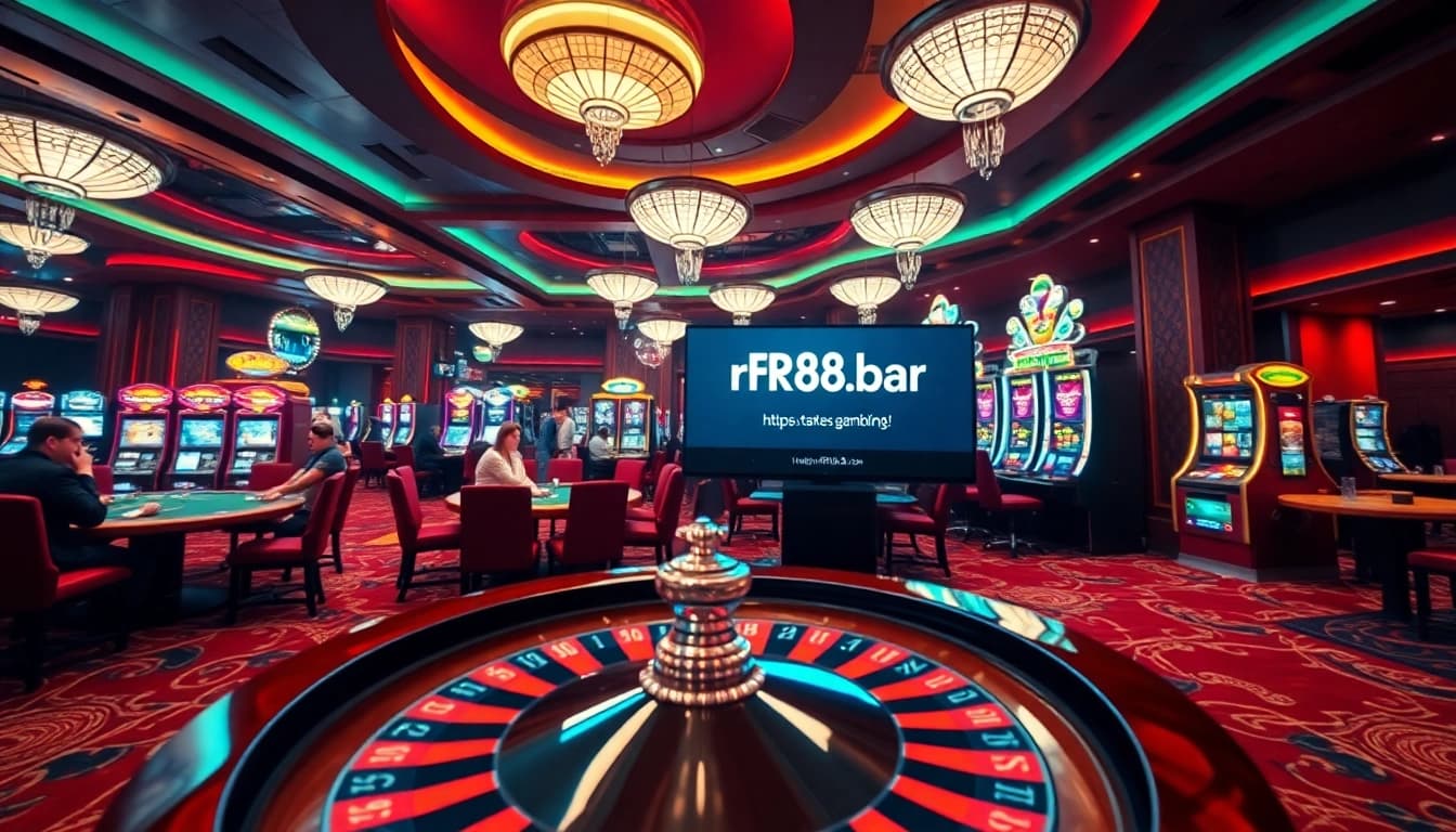 Experience the excitement of gambling at https://rr88.bar/ with players at poker tables and thrilling slot machines.