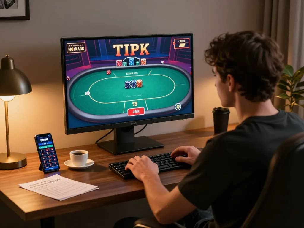 100vip player engaging in a thrilling online poker game, showcasing strategic gameplay