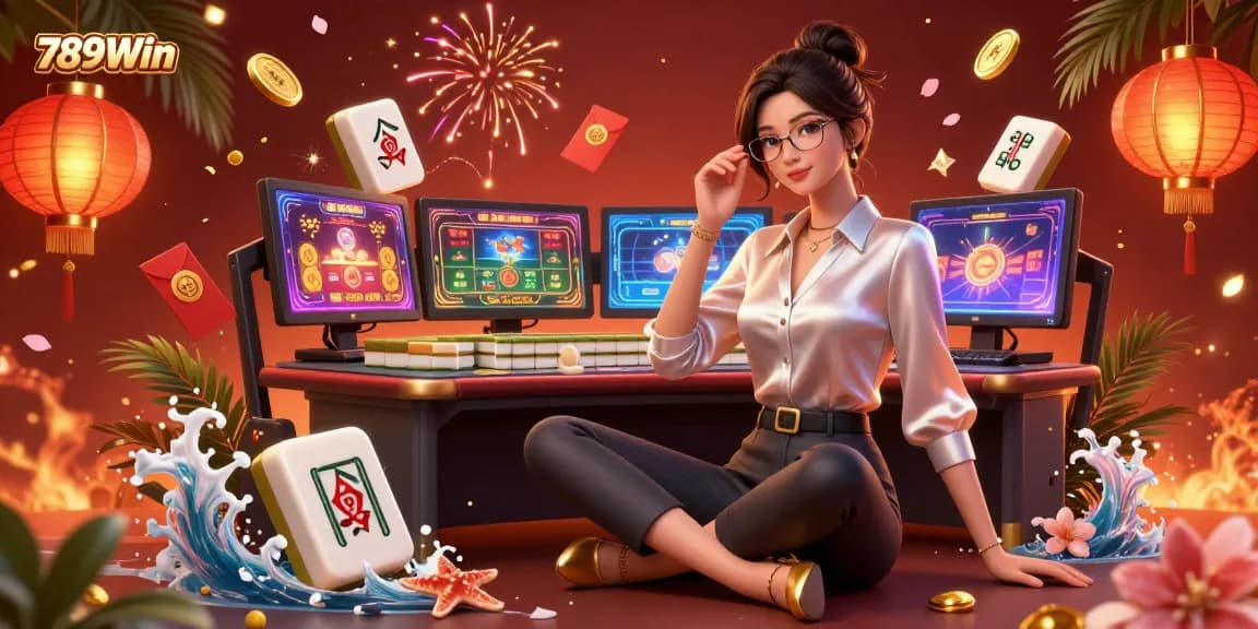 Play engaging casino games at 789Win, featuring a high-tech gaming setup with vibrant visuals.
