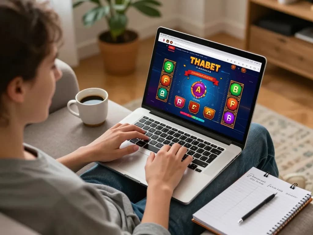Engaging online player using incakoin at home casino setup with strategic notes and lively graphics.