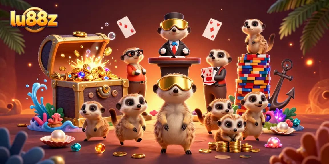 Experience thrilling gameplay at lu88z with our animated meerkat casino scene full of vibrant energy.
