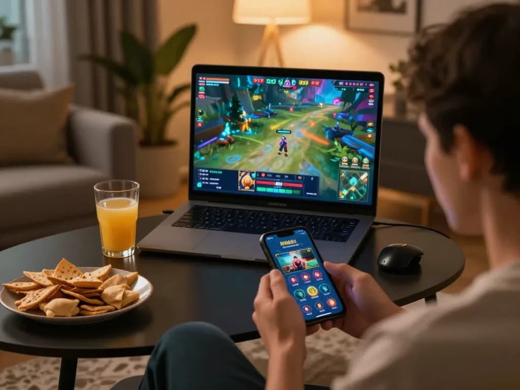 Engaging with MM88 casino app on smartphone in cozy living room while enjoying a casual gaming session.