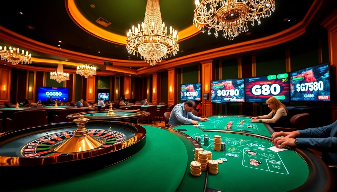 Capture the excitement of gambling at GG88 with vibrant casino tables and engaging players.