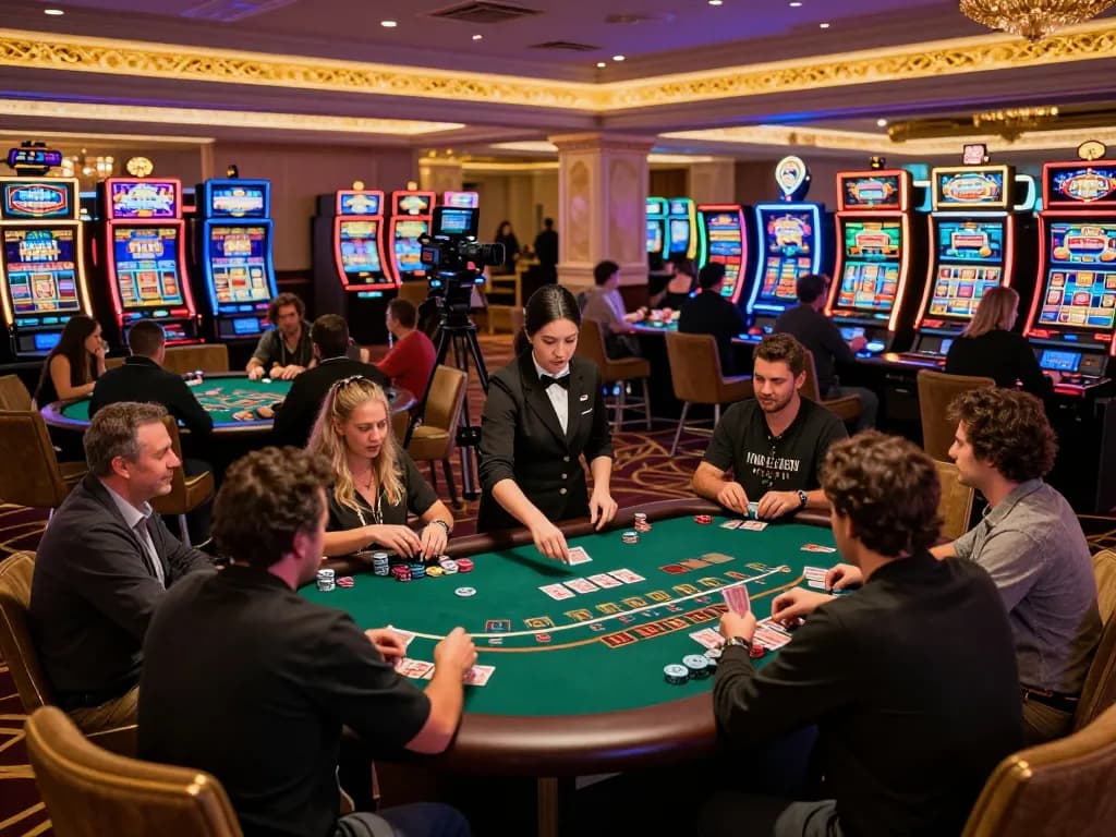 Players celebrating a win at blackjack tables while enjoying the thrill of tx88 in a vibrant casino setting.