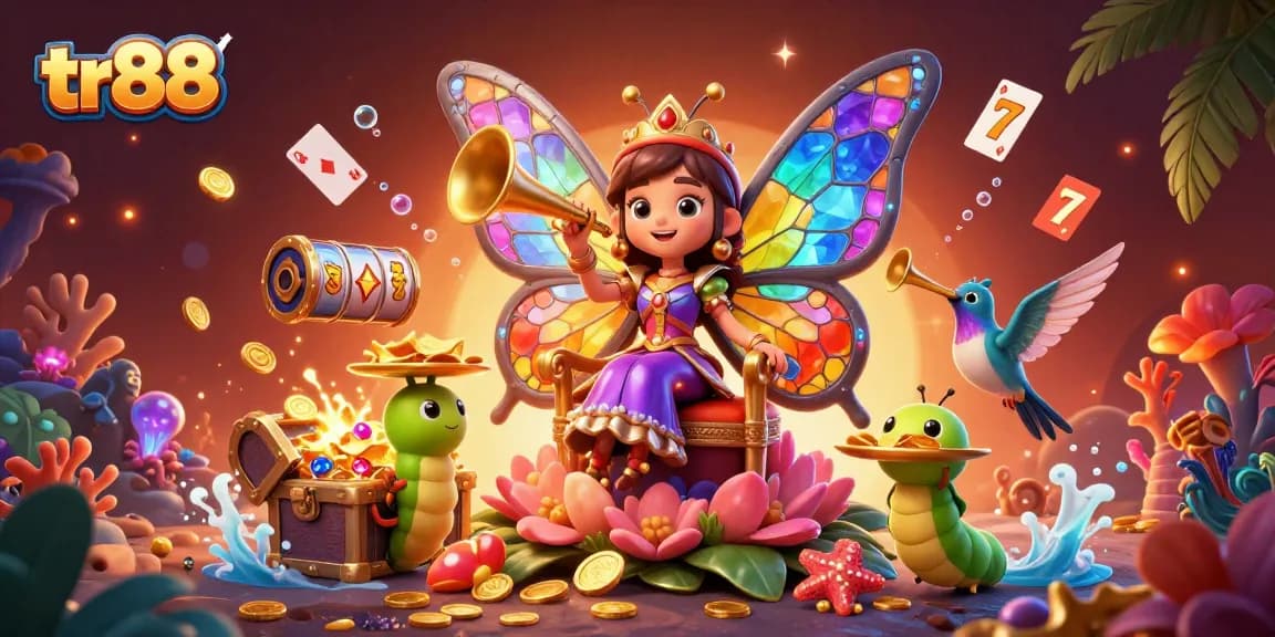 Experience thrilling gaming at tr88 with vibrant casino symbols and animated characters