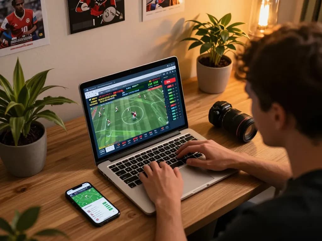 Engaging in sports betting on fabet, with live odds displayed on a laptop screen.