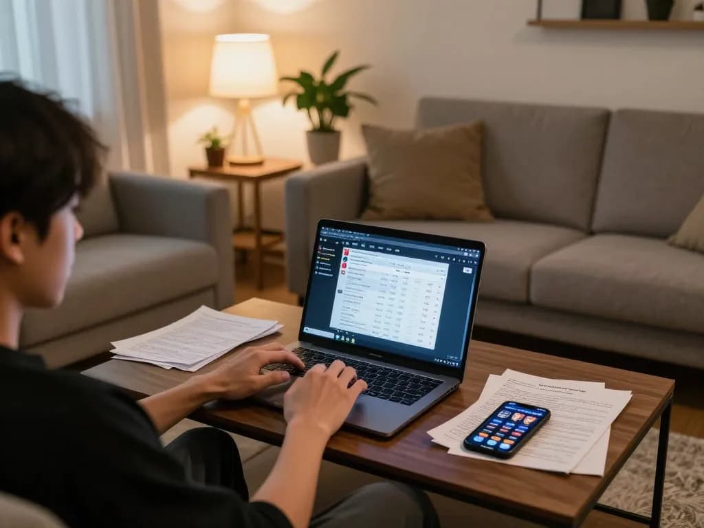 Keluaran sgp displayed on laptop during an engaging online gaming session in a cozy living room.