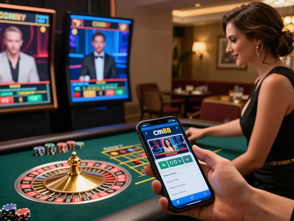 Experience cm88 online casino excitement with live dealer roulette and mobile gameplay in stylish setting.