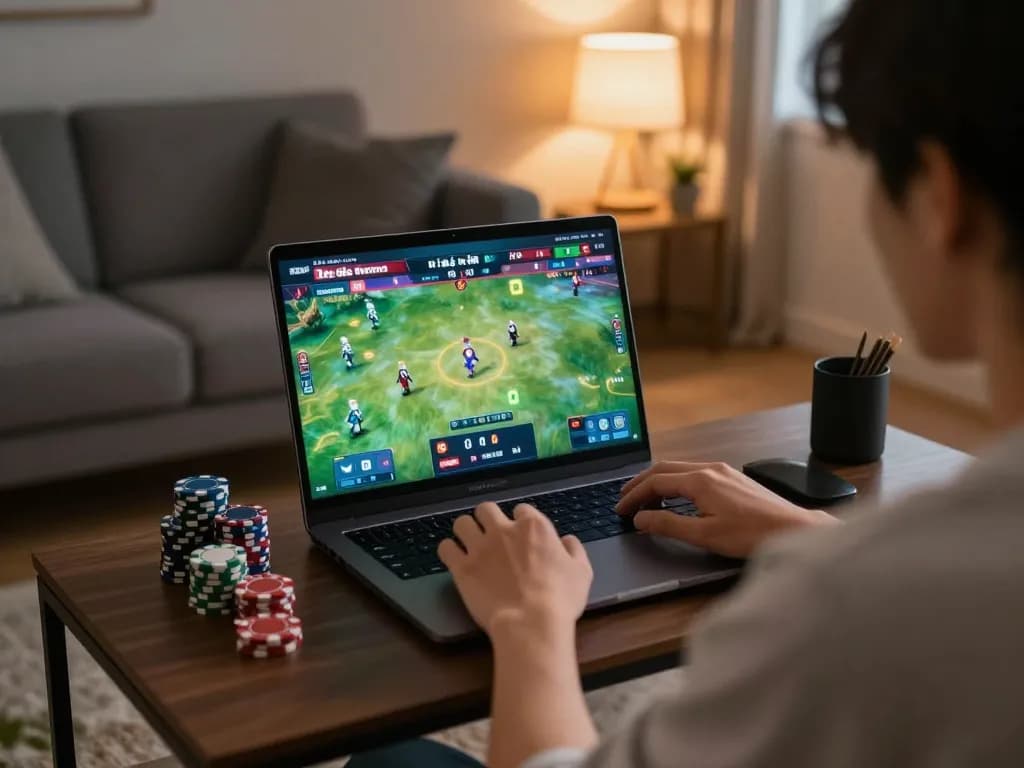 Tham gia trận đấu đá gà thomo HD trực tiếp trên laptop, trình bày giao diện cá cược sống động trong một thiết lập thoải mái