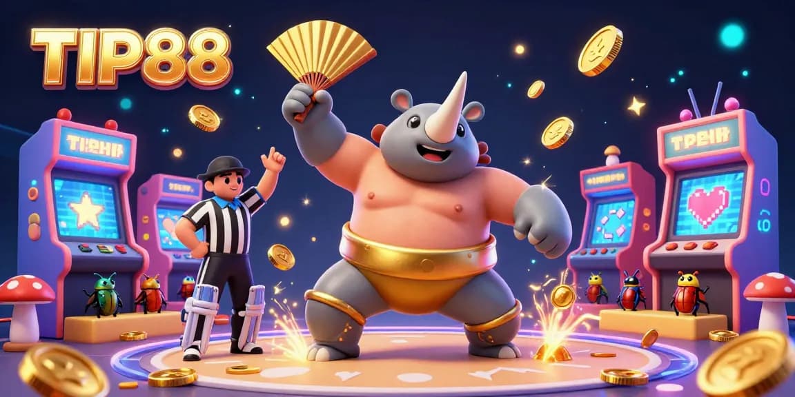 Experience the thrill of TIP88 through an exciting 3D casino illustration featuring vibrant characters and elements.