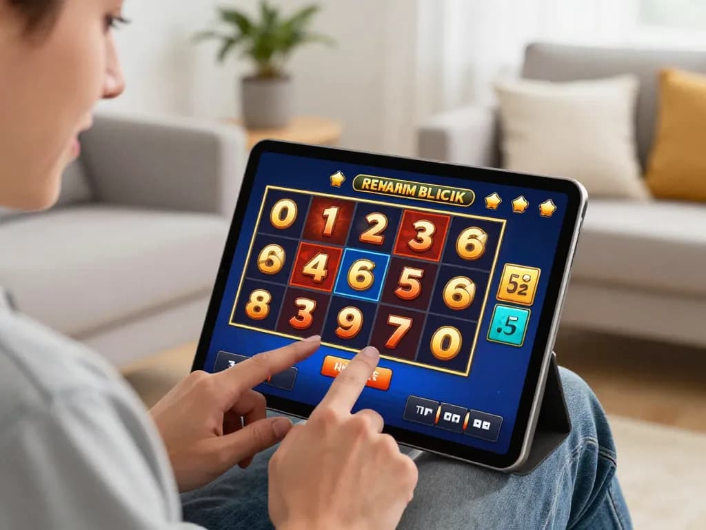 Engaging in lively gameplay on dinamit4d slot machine in a stylish home setting.