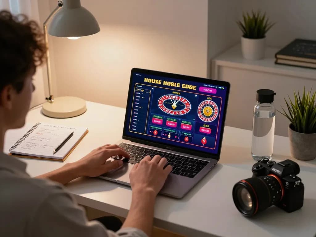 Engaging in strategic gameplay on nhà cái 388bet using a sleek laptop at home, showcasing responsible gaming.