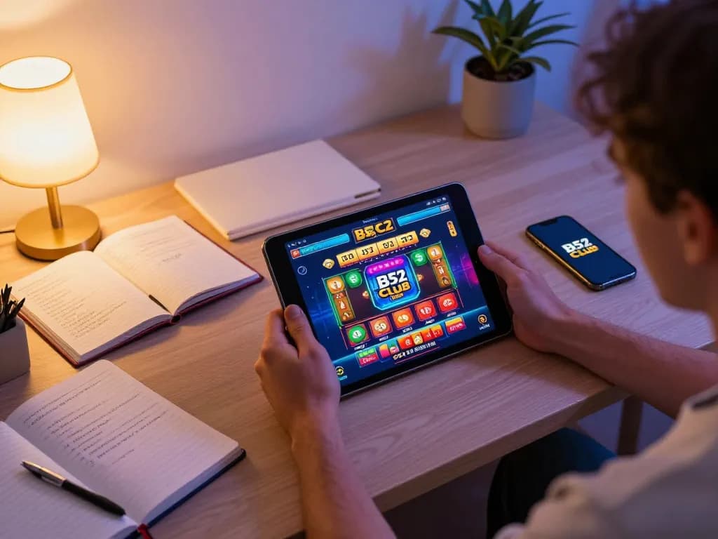 Engage in the ultimate gaming experience with tải b52 club on your tablet for exciting casino gameplay in a cozy modern setup.