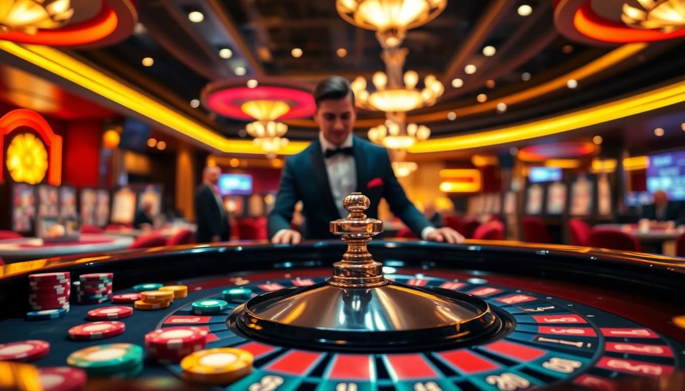Agen SBOBET bermain di meja roulette glamor yang menarik perhatian di kasino.