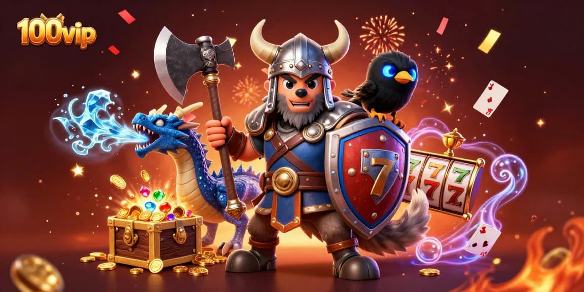 Experience thrilling wins with 100vip's exciting slot games in this vibrant 3D illustration.