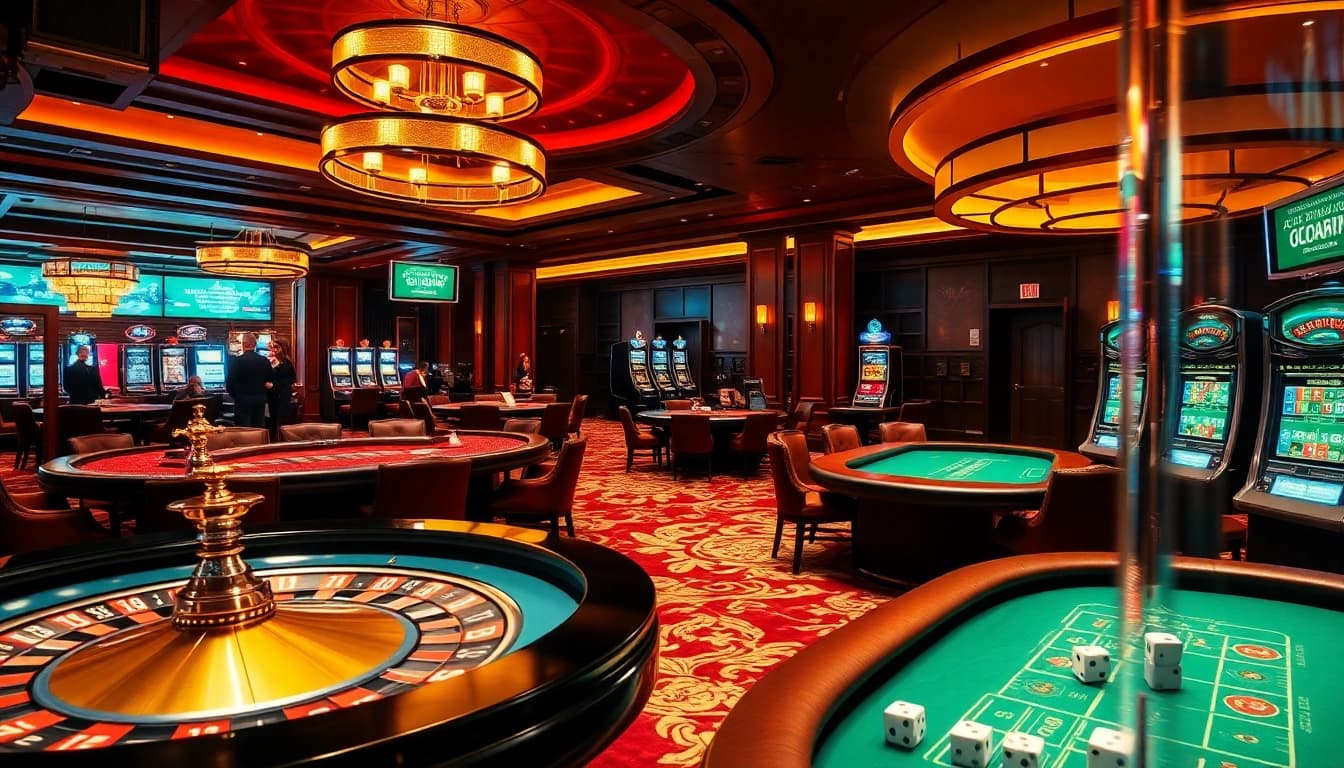 Players enjoying gambling at LC88 casino tables, showcasing excitement and luxury.