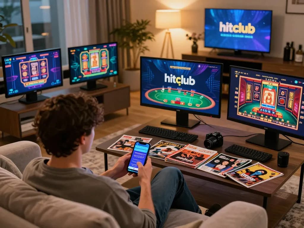 Engaging with hitclub app on smartphone for online casino gaming at home