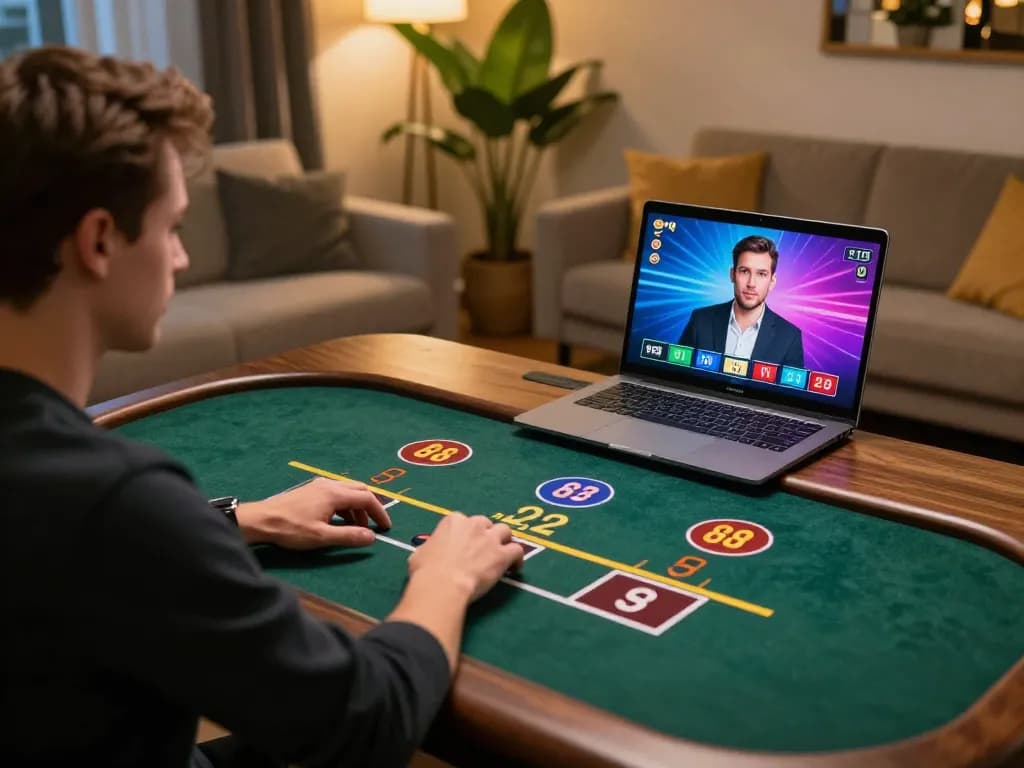 Engaging online gambling moment at lucks8 casino with live dealer interaction.