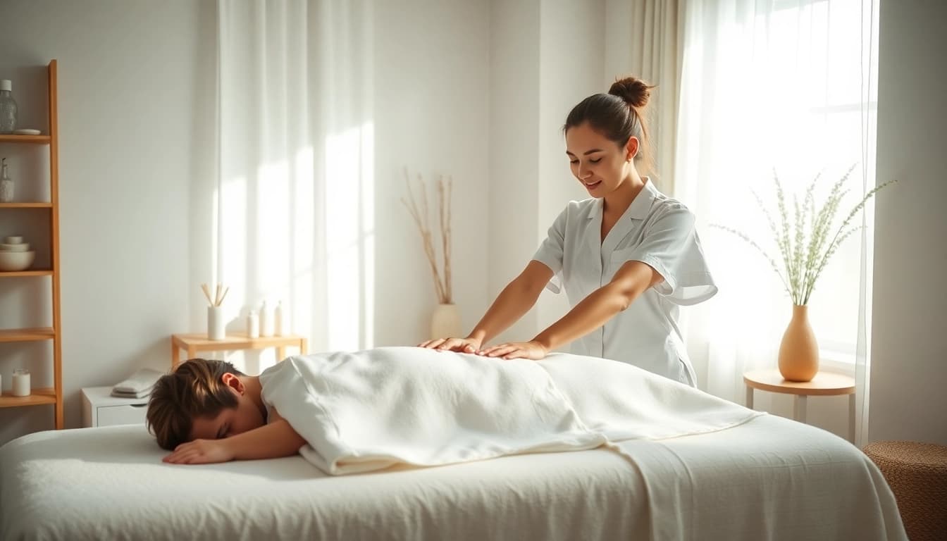 Expert 동탄출장마사지 in a calming environment with a young therapist providing a soothing experience.