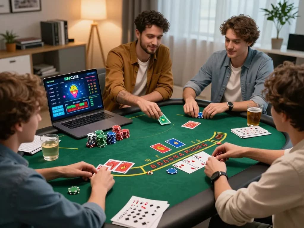 Players enjoying online blackjack at B52CLUB, demonstrating strategic gameplay in a cozy setting.