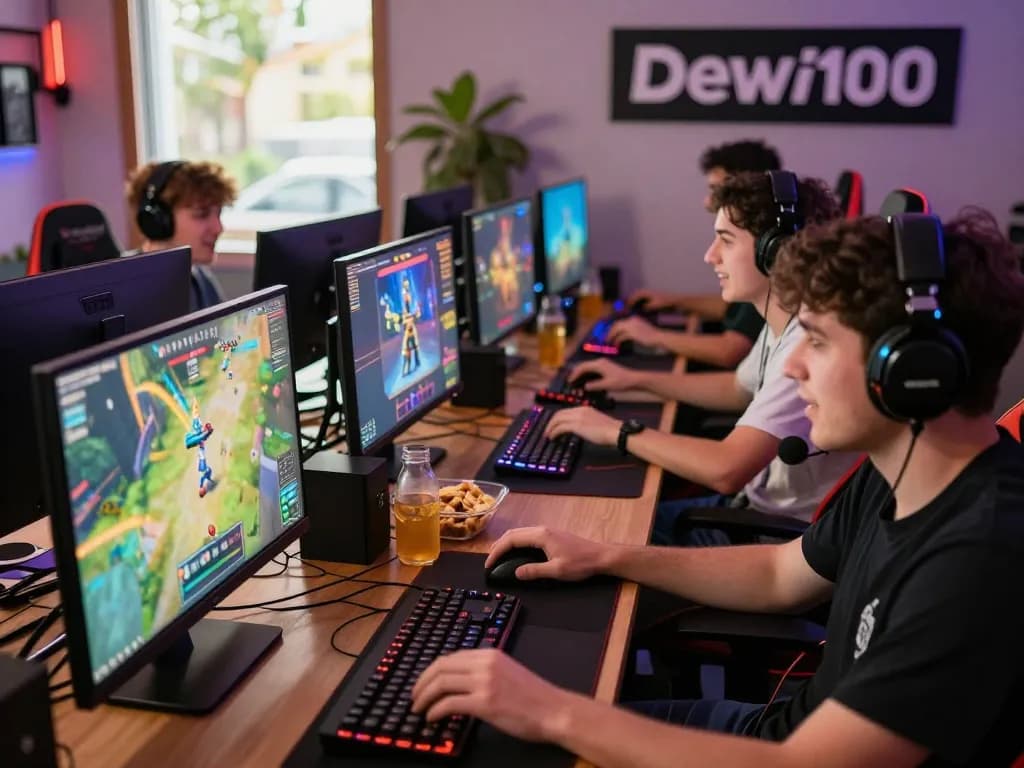 Players enjoying the Dewi100 online gaming platform in an engaging atmosphere.