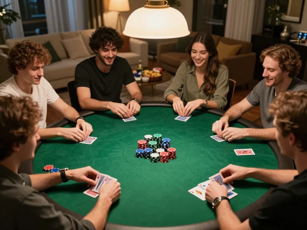 Players enjoying a heated game of poker with SC88 strategy insights in a cozy home setting.