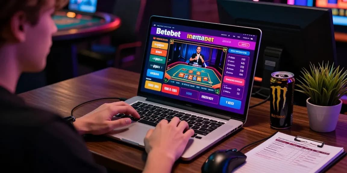 Experience Betebet's thrilling live casino action on your laptop with vibrant graphics and a live dealer, showcasing the excitement of online betting.