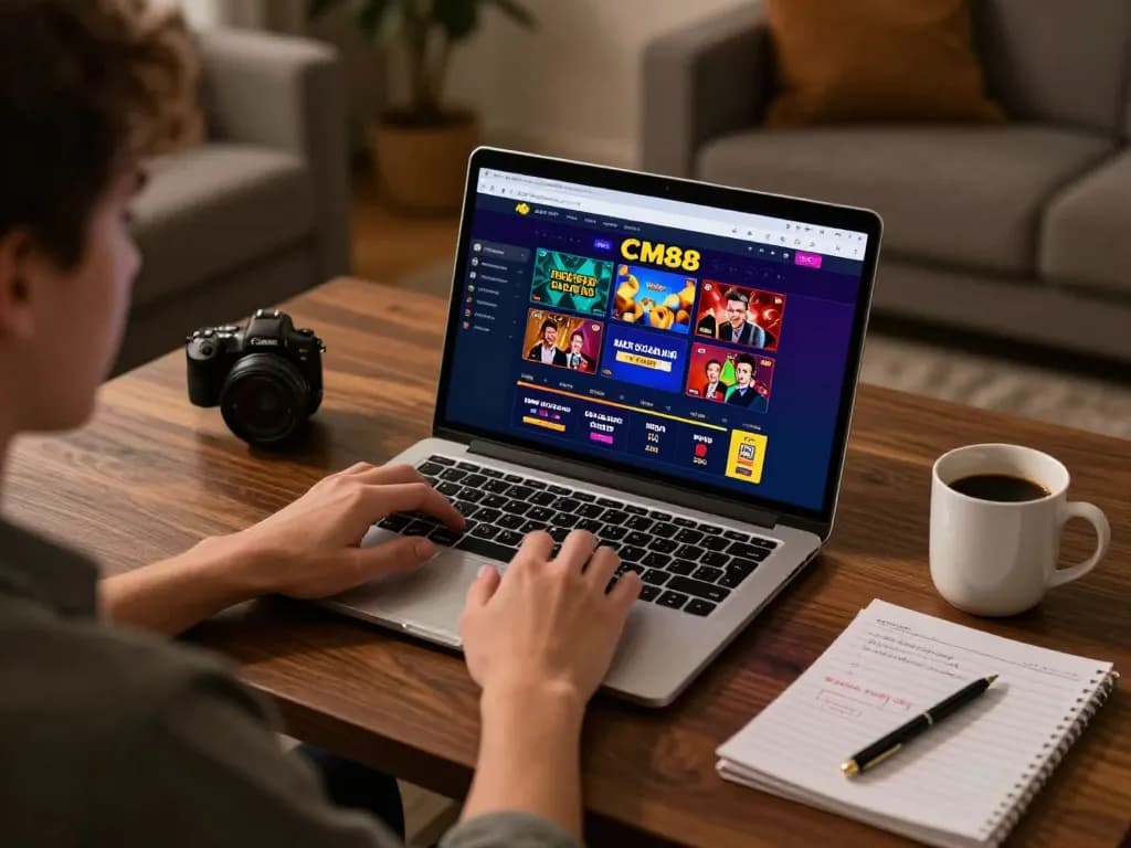 Engaged player exploring exciting games on CM88 online casino platform.