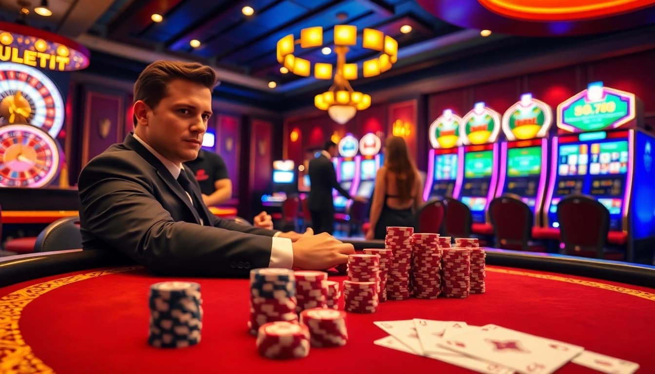 Thabet offers an exciting poker experience at a luxurious casino table.