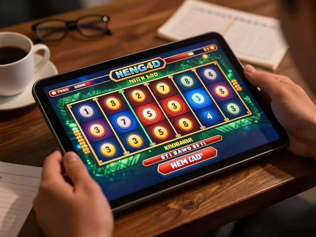 Engaging NENG4D slot gameplay scene showcasing colorful reels aligning on a player's tablet screen