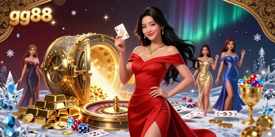 Experience the thrilling gameplay at gg88 with a beautiful Asian dealer and golden roulette setup.