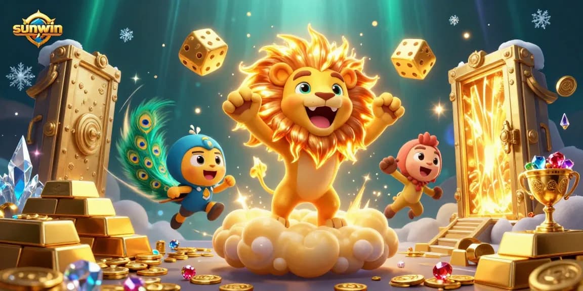 Experience the excitement of sunwin with a vibrant, lavish gambling-themed 3D illustration.