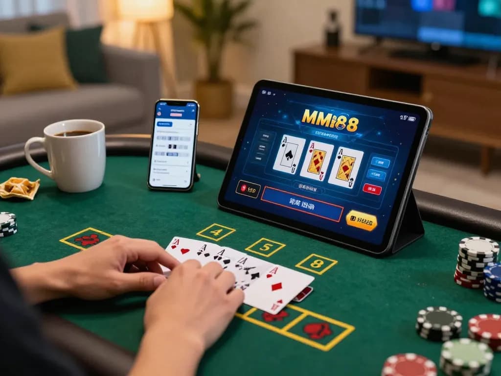 Engaging online gaming moment as a player logs in to đăng nhập MM88 for live dealer blackjack action