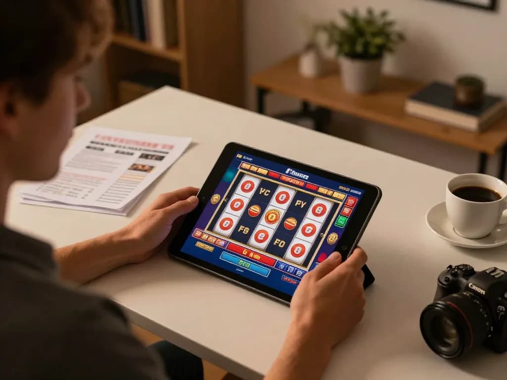 Login DASI4D ditampilkan di tablet selama sesi permainan online yang menarik di rumah