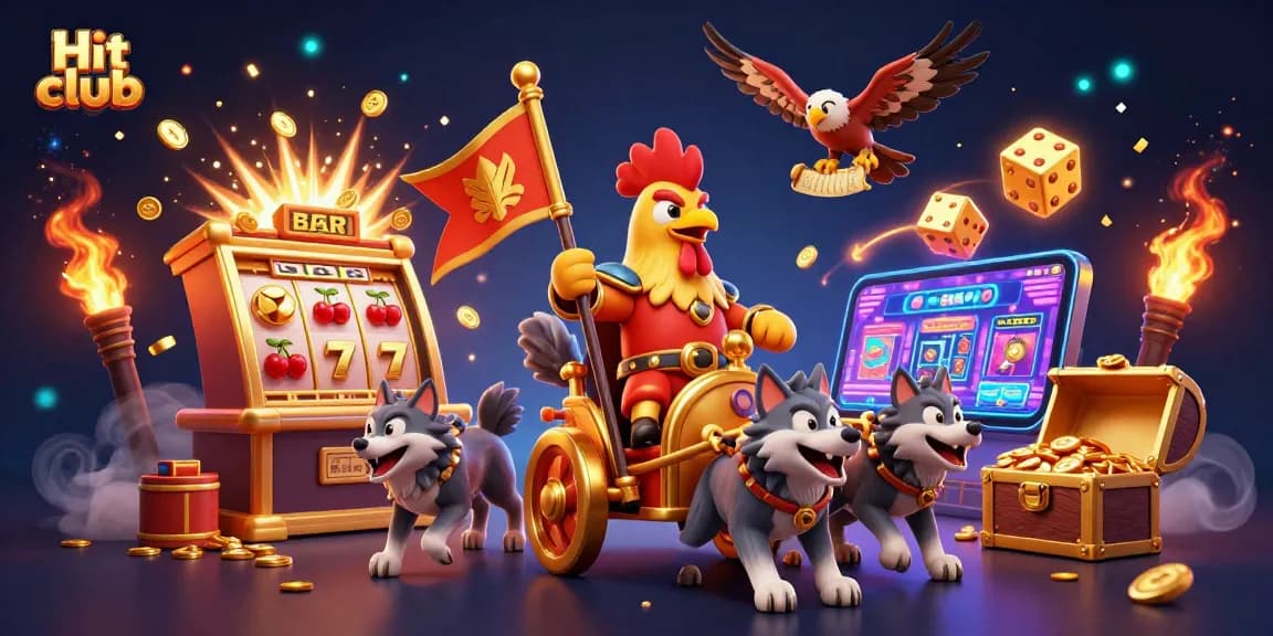 Play exciting games at Hit club with energetic characters and a vibrant casino setting.