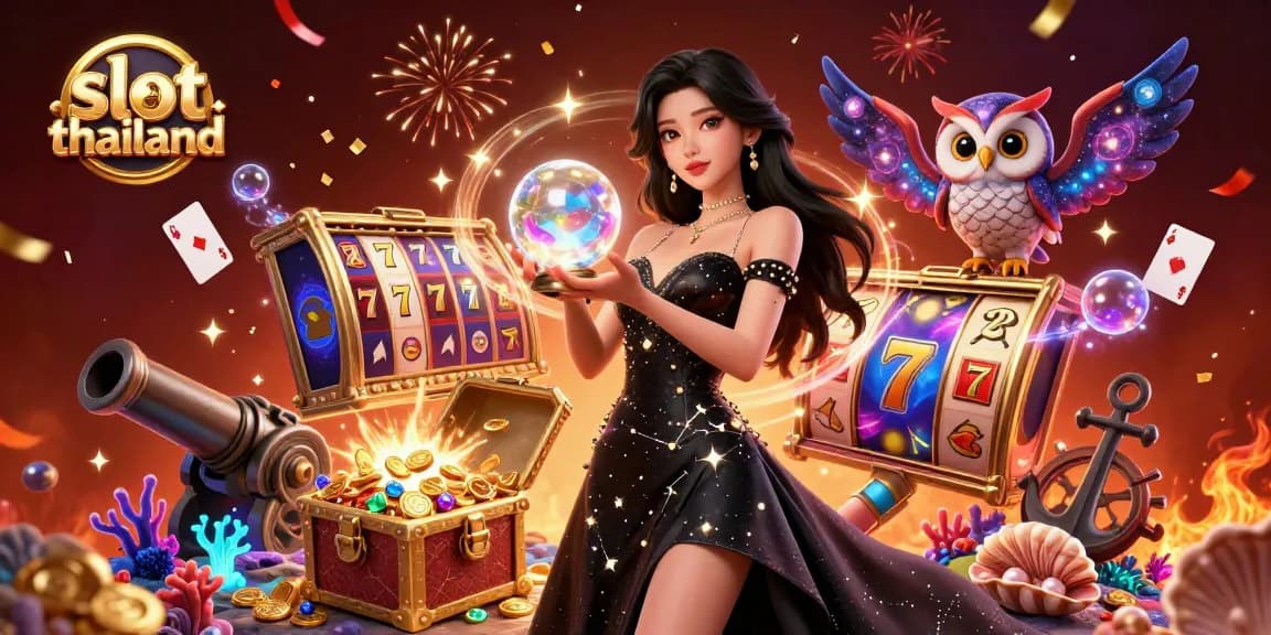 Engage with thrilling slot thailand gameplay, featuring a mystical scene with vibrant energy and dynamic casino symbols.
