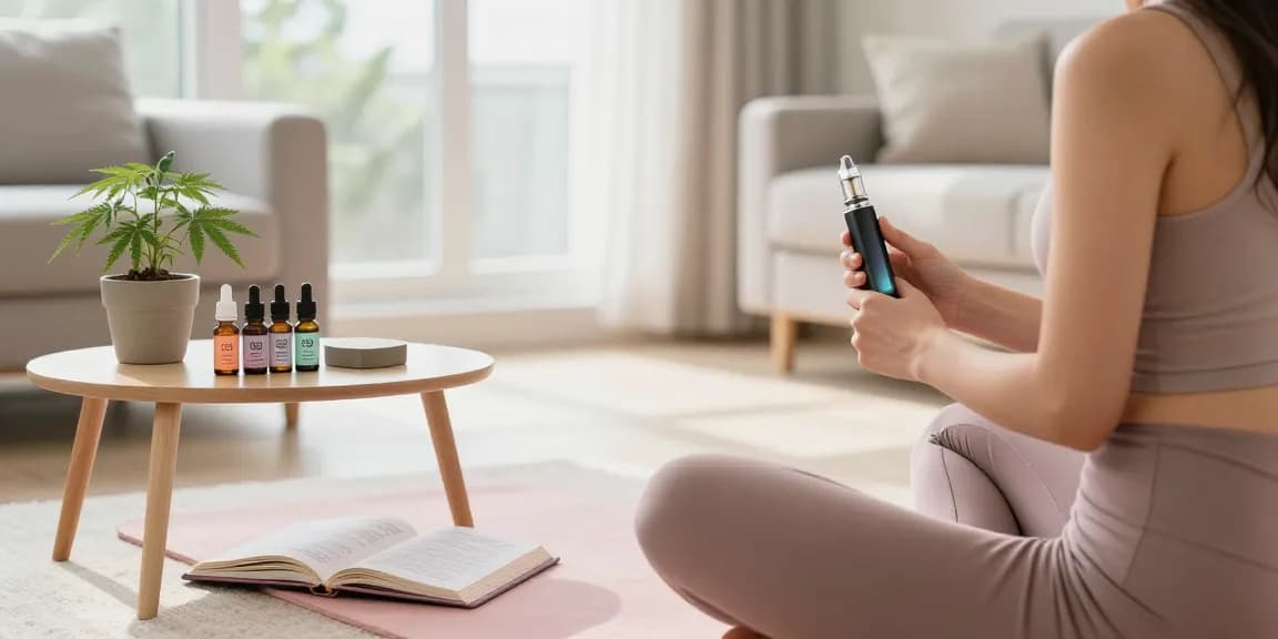 How To Vape with lab-tested CBD oils and a vape device in a calming living room.