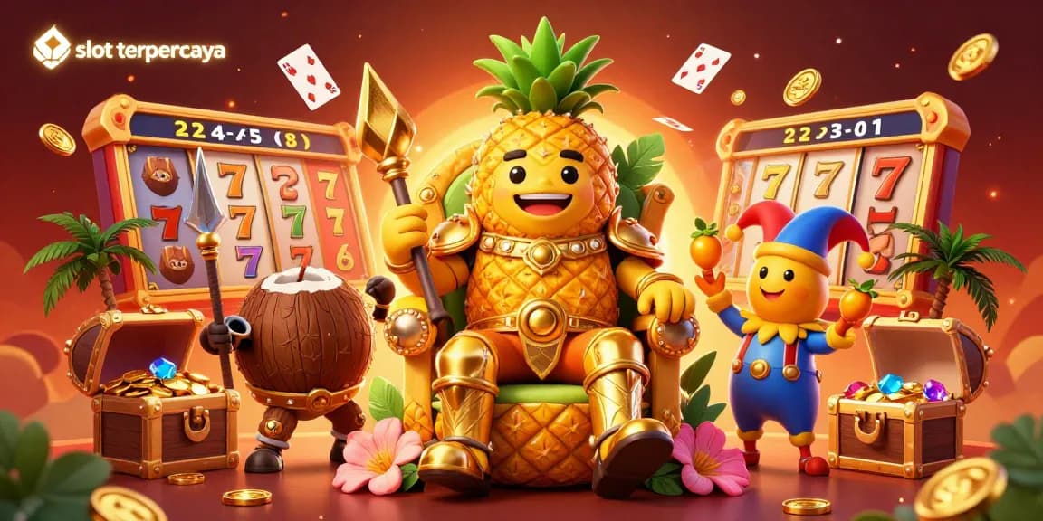 Experience the excitement of slot terpercaya with a vibrant 3D casino scene featuring royal characters and dynamic game elements.