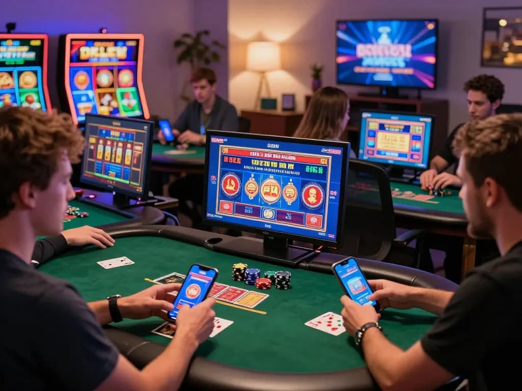 Exciting online gambling experience at 32win.com with players engaged in various games.