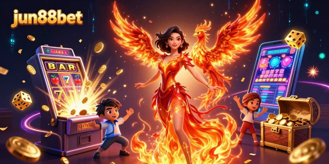 Experience thrilling gameplay at jun88bet with an explosive 3D casino scene featuring dynamic slot machines.