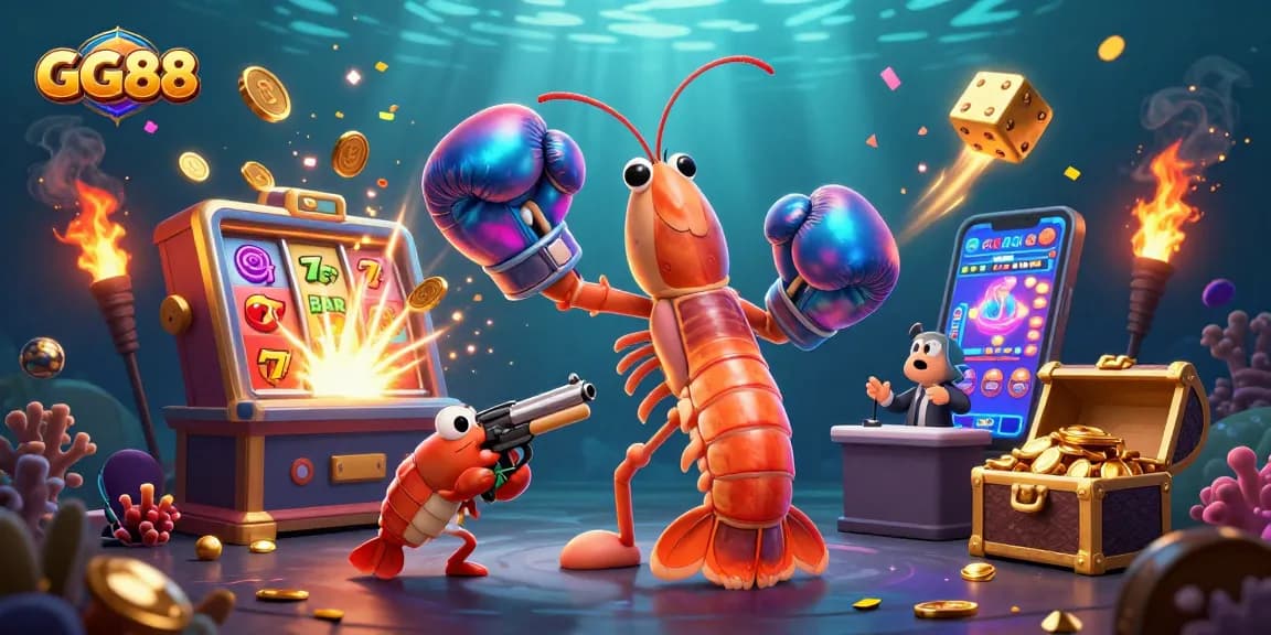 Experience exciting gaming at GG88 with vibrant characters and dynamic slot machine elements.