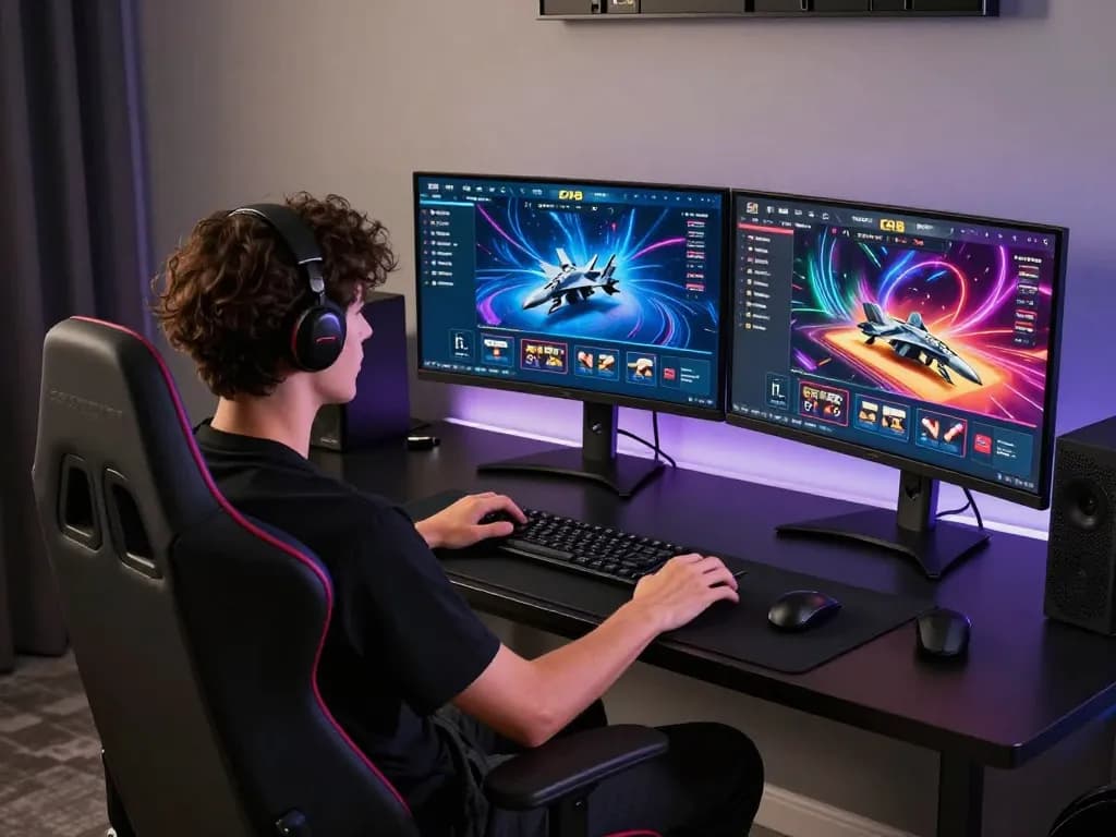 Engaging in F168 online gaming experience with multiple screens and strategic gameplay atmosphere