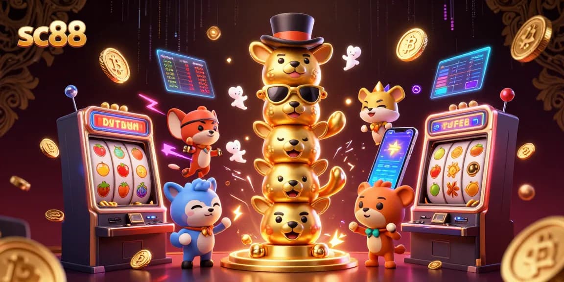 Experience thrilling slot action at SC88 with vibrant gaming elements and a playful atmosphere.